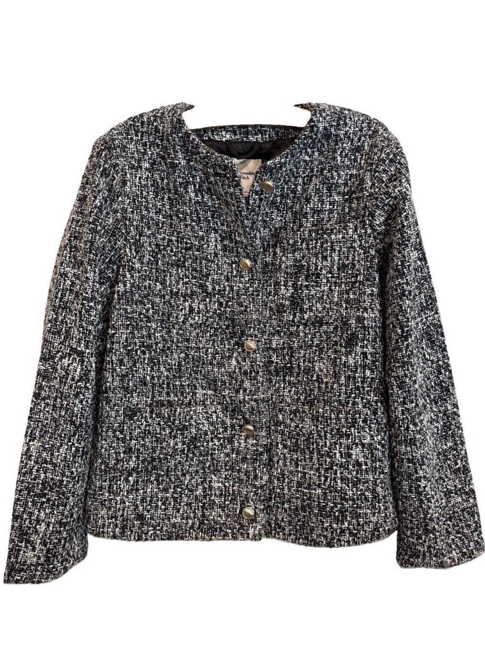 Abercrombie & Fitch Black and White Tweed Button Jacket